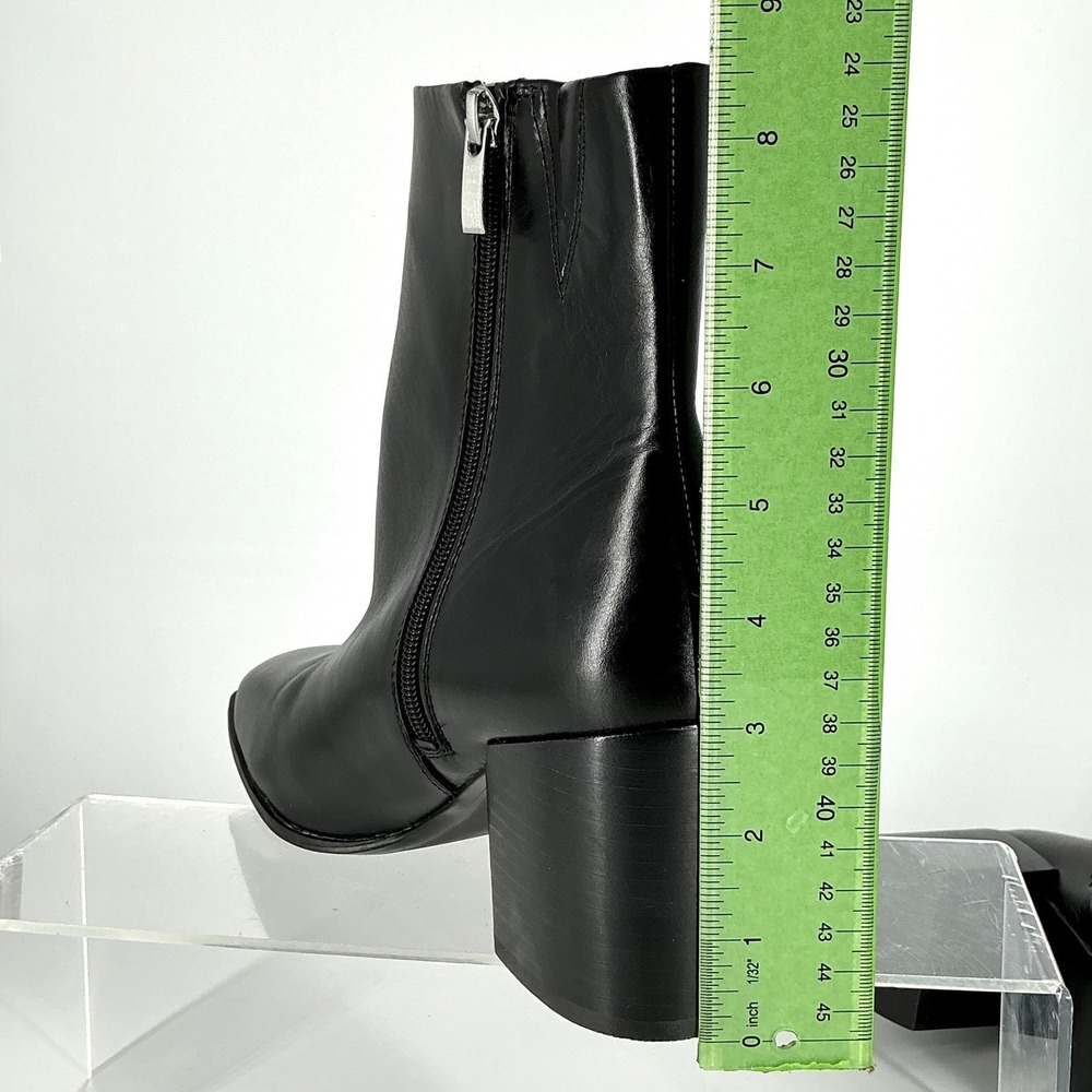 Nordstrom Size 8.5 Black Leather Square Toe Block Heel Ankle Boot NEW Vanna $140 - Picture 5 of 14